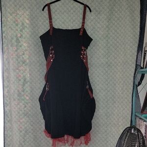 Lip Service Black and Red Ruched Punk Bondage Dress Plus Size 22 NWT